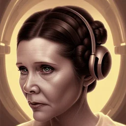 [[extrem stunning photorealistic Carrie Fisher as Princess Leia]] :: [[photorealistic brown eyes, short hair, head and shoulders portrait, 8k resolution photorealistic portrait by Greg Rutkowski, Artgerm, WLOP, Alphonse Mucha, dynamic lighting, hyperdetailed, intricately detailed, triadic colors]]