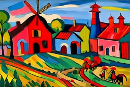 A village with windmills painted by Alexej von Jawlensky