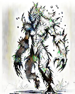 crystal monster black and white ttrpg sketch art full body