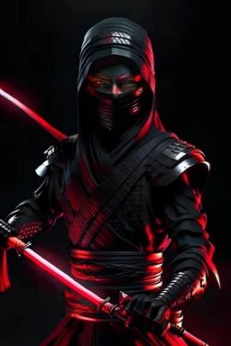 evils female indonesia ninja with red light eyes and dark shadow has a Dark Sword (hidden shadow monster) full body Raw, realistic