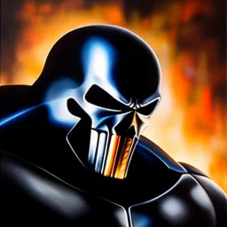 Ultra detailed fullbody Portrait in oil on canvas of The Punisher with Hulkbuster black armor, extremely detailed digital painting, extremely detailed face,crystal clear Big Glowing eyes, mystical colors ,perfectly centered image, perfect composition, rim light, beautiful lighting, 8k, stunning scene, raytracing, anatomically correct, in the style of robert e howard and Ken Kelley and Ohrai Noriyoshi and Simon Bisley and tomzj1