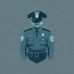 A minimalist design of a policeman in uniform with a badge on his chest.