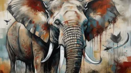 Inspirado en el estilo de Stephen Lyman Pintura expresiva de fauna africana.