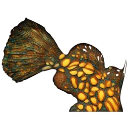 Mandarin Fish Installation, Same Color Family, 3d Textures