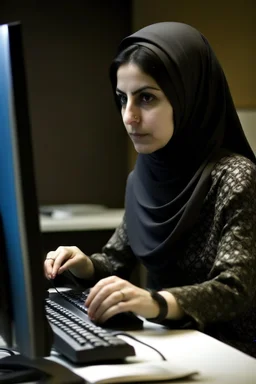 iran woman working with computer