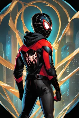 A beautiful portrait painting of Miles Morales, in style of colorful comic. symmetry, hyper detailed. octanev render. trending on artstation