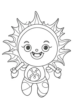 outline art for cute Sun coloring pages with sitch, white background, Sketch style, full body, only use outline, toddlers style, clean line art, white background, no shadows and clear and well outlined.