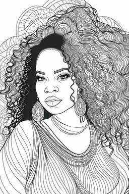 coloring page of black curvy woman