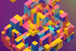 3D colorful geometric installation, simplistic, studio lighting, C4D, 16k, Behance, Artstation, centered, top down camera, vibrant