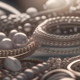 A stunning close-up render of a collection of delicate necklaces