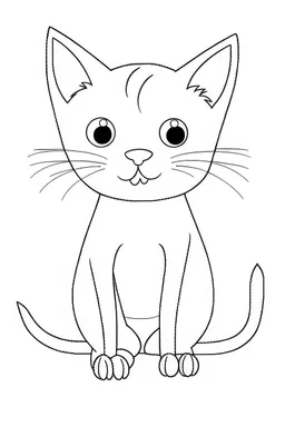 blank colouring book, simple picture for toddlers, cat