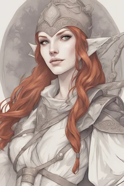 portrait, dungeons and dragons, wood elf, charming, redhead, druid