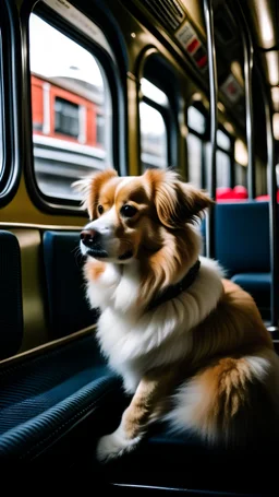 كلب فوق القطار