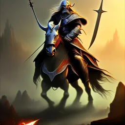 Epic Drawing of Gondor Rider LOTR Frank Frazetta style 4k