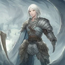 A nord male battlemage from Skyrim, full plate armor, white hair of medium length