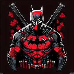 vector art, batman deadpool hybrid, illustration, black background, Vectorstock, flat