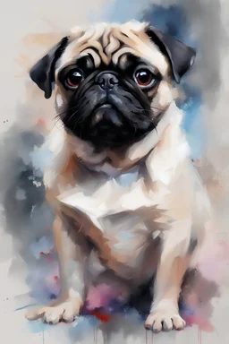 Portrait of a pug in the style of willem haenraets