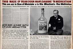 newspaper front page: title is "This man made a mistake in the dosage of his medication and is now a bottle." the caption of the photo "Before (as a man) and After (same as a bottle" they look so similar