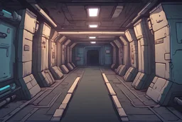 background, sci-fi underground bunker lift and hallway for asset video game 2D view, platformer