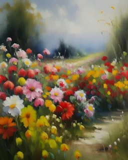 Flowers, oil paintings landscape