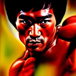 Ultra detailed fullbody Portrait in oil on canvas of Bruce Lee merges RedHulk,extremely detailed digital painting,extremely detailed face,crystal clear Big eyes, mystical colors ,perfectly centered image, perfect composition, rim light, beautiful lighting,masterpiece,8k, stunning scene, raytracing, anatomically correct, in the style of Wizyakuza and robert e howard and InHyuk Lee and Ohrai Noriyoshi and Simon Bisley.