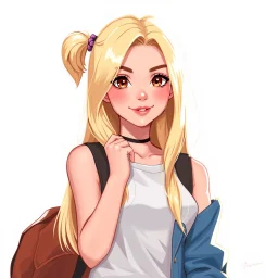 a popular girl, blonde, digital art, stylised, late 2000s, high schooler