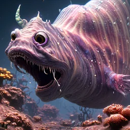 fluid ink angler fish creature, unreal engine 5, 8k resolution, photorealistic, ultra detailed