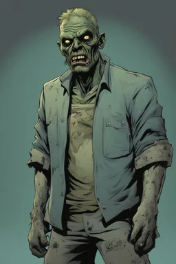 zombie, portrait, comic book, full body, standing, mean