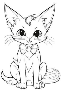 outline art for Kitten (Cat) coloring pages with sitch, white background, Sketch style, full body, only use outline, toddlers style, clean line art, white background, no shadows and clear and well outlined.