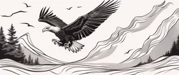 flying eagle diving to the bottom right trailing graphic lines and lost feathers, vector