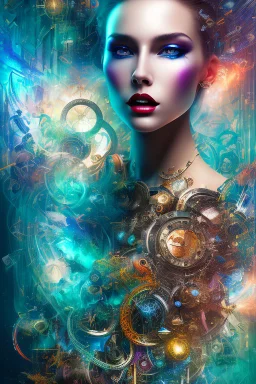 A woman, abstract image showing her chaotic life, chaos, stormy, 8k, exceptional beauty, mysterious, abstract conceptional art