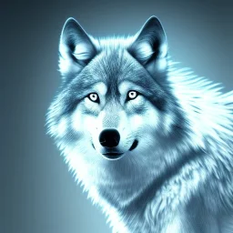 wolf, blue, cinematic lighting, sharp focus, hyperrealism, 8K, masterpiece, expert