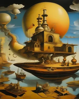 A clockwork factory painted by Salvador Dali