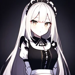 portrait anime vampire, maid, long hair, Gothic, skulls, hyper detailed, intricately detailed, looking at viewer, arms behind back pose, gothic, skulls, ambiguous lines image, flat dimensional style, flat lines, rough drawing --ar 2:3