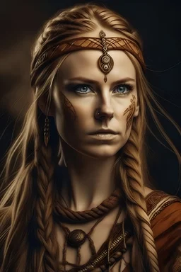 portrait of the goddess Lofn from norse mythology in modern world