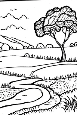 landscape simple drawings for coloring