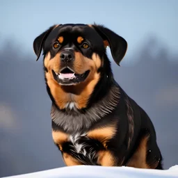 owl owl began chase rottweiler rottweiler rottweiler rottweiler in a snow landscape