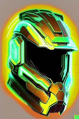 neon halo master chief helmet 2d illustration