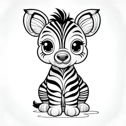 cute puppy Zebra, black and white, white background, clean lines, coloring page for kids