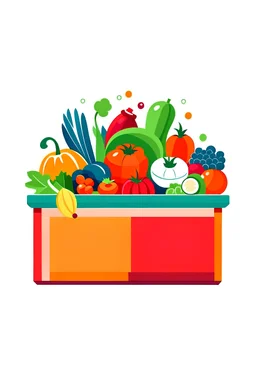 flat withe white background logo for a Wholesalers merchandise container of vegetables and fruits