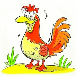 children's drawing of rooster style cartoon