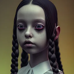 Jenna ortega, wednesday addams make up, wednesday addams black dress, wednesday addams hair, hyper detail, octane render, unreal engine 5, photorealistic, 8k resulation