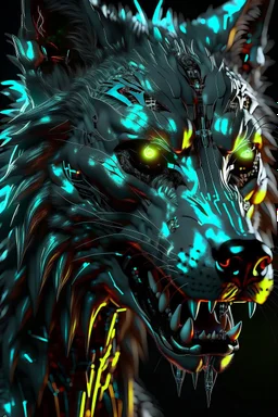 a scary silver wolf, partially cyborg, ultra realistic 12 ugh, dark and eary lighting, digital art, masterpiece