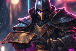 Shredder machine in 8k solo leveling shadow artstyle, CGI them , close picture, rain, neon paint, intricate details, highly detailed, high details, detailed portrait, masterpiece,ultra detailed, ultra quality