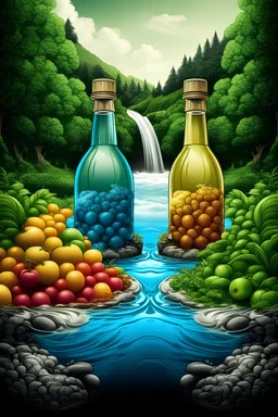 create the same image and add bottles juice in the river