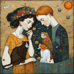 Richly textured Hieronymus Bosch, Catrin Welz-Stein, William Turner, Zdzisław Beksiński, Jacek Yerka oil on canvas zentangle line art style mix, surreal frosted fantasyland winter oceanscape, hoarfrost on trees, high grasses, snow and cottages, withered flowers, pale sunrise; paint splatter, beautiful vibrant colors, reflections, SK, flying seagulls, dramatic clouds, snowfall.