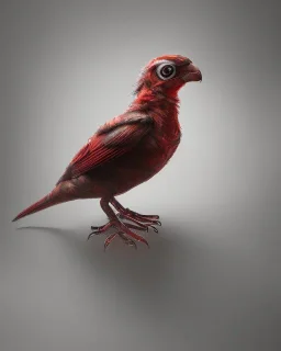 A beautiful portrait of a cyborg bird red color scheme, high key lighting, volumetric light high details psychedelic background