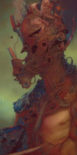 psychedelic fantasy character portrait of chainsaw man, ultra realistic, wide angle, intricate details, highly detailed by peter mohrbacher, lisa frank, wayne barlowe, boris vallejo, hajime sorayama aaron horkey, gaston bussiere, craig mullins, detailed matte painting, deep color, fantastical, intricate detail, splash screen, complementary colors, fantasy concept art, 8k resolution trending on Artstation Unreal Engine 5