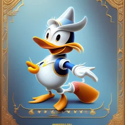 Mystery Donald duck, Ambiance dramatique, hyperrealisme, 8k, high quality, lot of details, fit within portrait