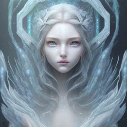 karlan, icy blue, anime, altered human,tears, crying, sad, fae,cosmic,godly, majestic, ominous, ice, plants, wildflower, facepaint, dnd character portrait, intricate, oil on canvas, masterpiece, expert, insanely detailed, 4k resolution, retroanime style, cute big circular reflective eyes, cinematic smooth, intricate detail , soft smooth lighting, soft pastel colors, painted Rena